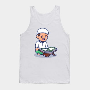 Boy Sitting And Reading Quran Tank Top